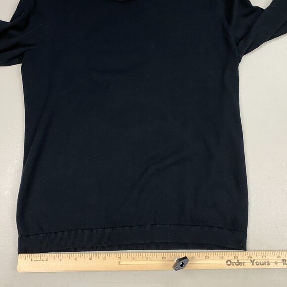 Talbots Sweater Medium Solid Black Polka Dot Bow Retro Twee Preppy Minimalist - Picture 8 of 11